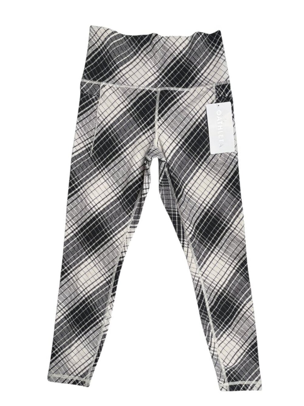 Athleta Salutation Stash Textured Tight Plaid Jacquard Leggings Size S NWT